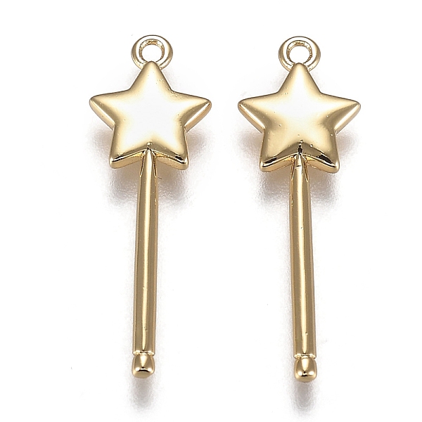 

PandaHall Brass Pendants, Long-Lasting Plated, Cadmium Free & Lead Free, Star Magic Stick, Golden, 27x9x2mm, Hole: 1.4mm Brass Star