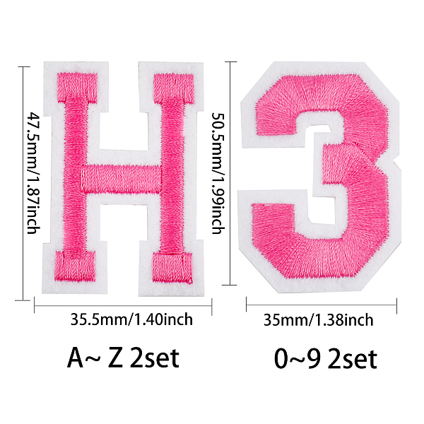 

PandaHall Gorgecraft Computerized Embroidery Cloth Iron On Patches, Costume Accessories, Appliques, Letter A~Z & Number 0~9, Hot Pink...