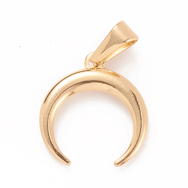 

PandaHall Ion Plating(IP) 304 Stainless Steel Pendants, Large Hole Pendants, Double Horn/Crescent Moon, Golden, 19x18x2mm, Hole: 8x3mm 304...