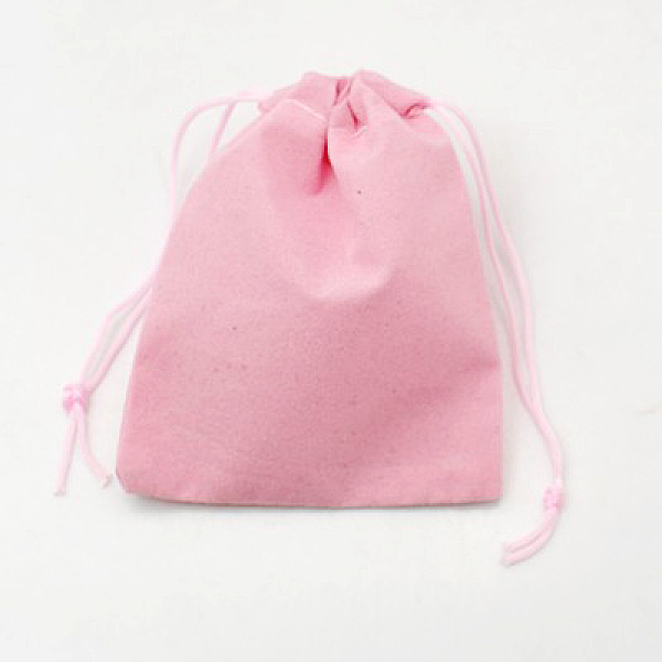 PandaHall Velvet Cloth Drawstring Bags, Jewelry Bags, Christmas Party Wedding Candy Gift Bags, Hot Pink, 7x5cm Velvet Pink