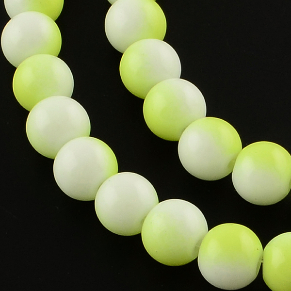 

PandaHall Two-Color Baking Painted Glass Bead Strands, Round, Green Yellow, 8mm, Hole: 1.3~1.6mm, about 104pcs/strand, 32.7 inch Glass Round...