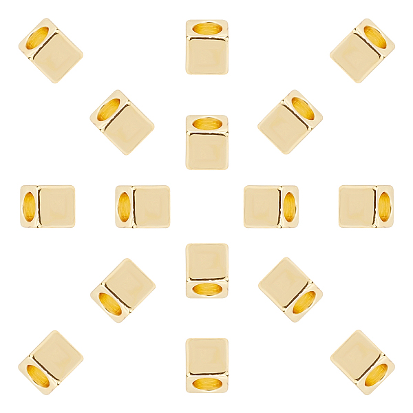 

PandaHall Brass Spacer Beads, Cube, Golden, 5x5x5mm, Hole: 3.3mm, 50pcs/box Brass Cube