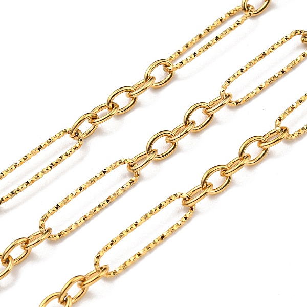 

PandaHall 304 Stainless Steel Singapore Chains, Soldered, with Spool, Real 18K Gold Plated, 20x5x1mm, 10m/roll 304 Stainless Steel