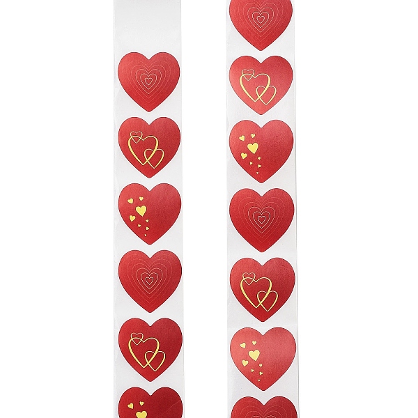 

PandaHall Self-Adhesive Paper Gift Tag Stickers, for Party, Decorative Presents, Heart, Heart, 28mm, 500pcs/roll Paper Heart Red