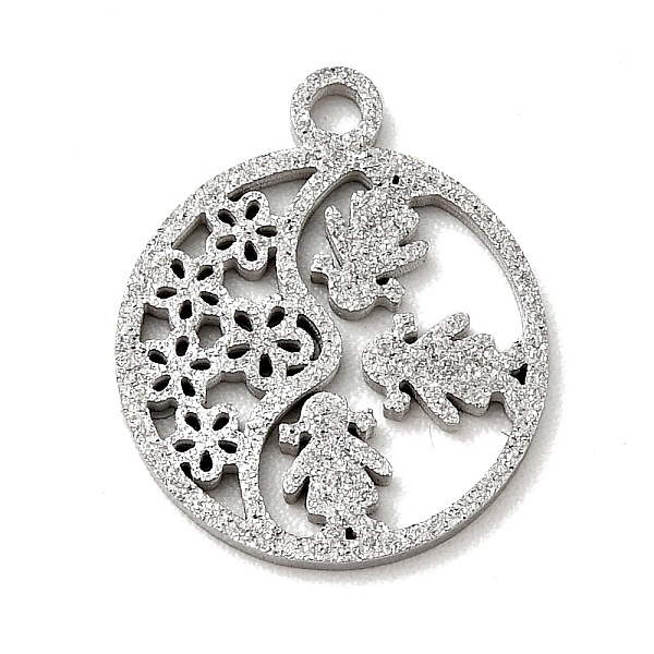 

PandaHall 304 Stainless Steel Textured Pendants, Hollow, Flat Round with Girl & Flower, Stainless Steel Color, 14x11.5x1mm, Hole: 1mm 304...
