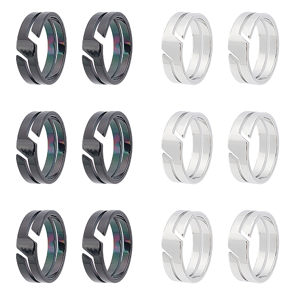 Unicraftale12pcs2色304ステンレス鋼の指輪