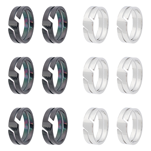 

PandaHall Unicraftale 12Pcs 2 Colors 304 Stainless Steel Finger Ring, Promise Friendship Ring for Women, Gunmetal & Stainless Steel Color...