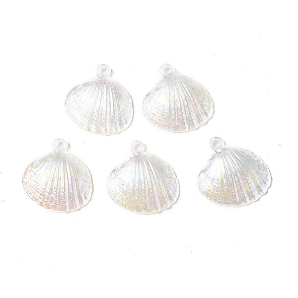 

PandaHall UV Plating Opaque Acrylic Pendants, AB Color, Shell Charm, Seashell Color, 28x27x7mm, Hole: 2mm Acrylic Shell Shape