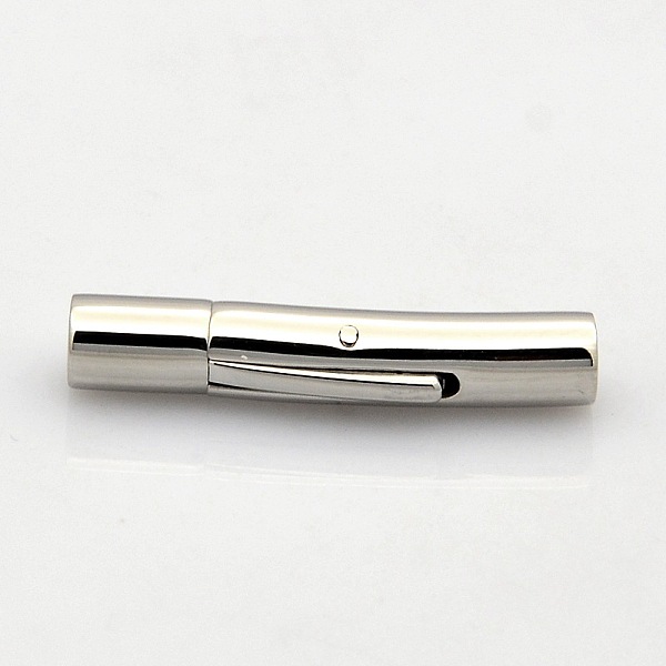 

PandaHall Column 304 Stainless Steel Bayonet Clasps, Stainless Steel Color, 28~30x6mm, Hole: 3mm 304 Stainless Steel