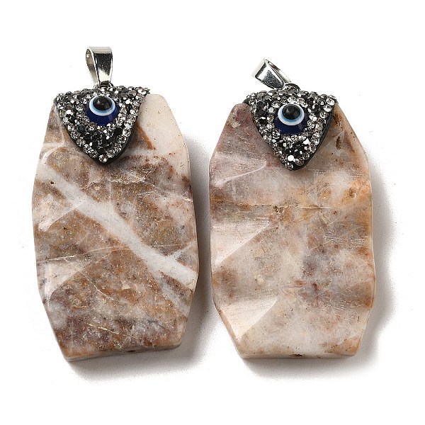 

PandaHall Synthetic Gemstone Pendants, with Rhinestone, Faceted Rectangle Charms with Resin Evil Eye, 48x27.5x15~15.5mm, Hole: 6.5x4mm...