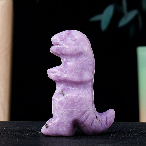 Natural Lepidolite Gemstone Carved Healing Dinosaur Figurines