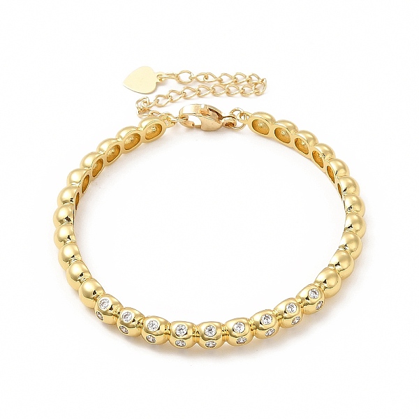 

PandaHall Clear Cubic Zirconia Beaded Cuff Bangle with Clasps, Rack Plating Brass Jewelry for Women, Cadmium Free & Lead Free, Real 18K Gold...