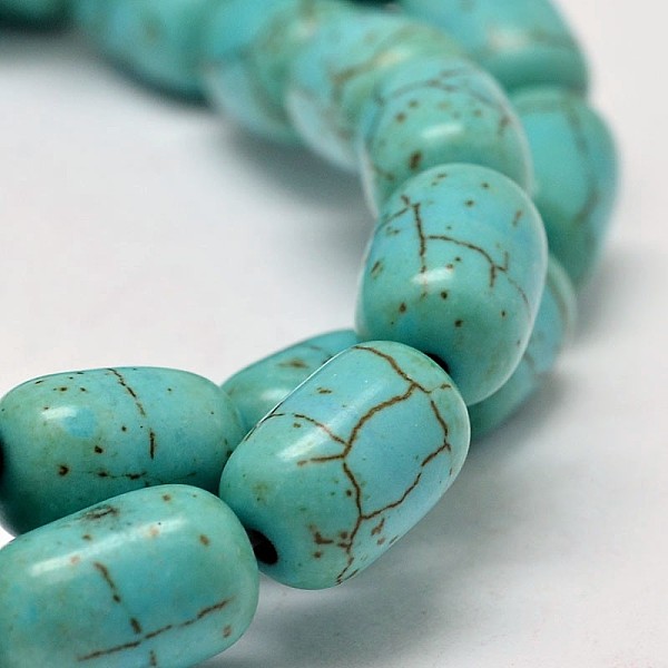 

PandaHall Dyed Barrel Synthetic Turquoise Beads Strands, Turquoise, 12x8mm, Hole: 1mm, about 31pcs/strand, 15.7 inch Synthetic Turquoise..., Green