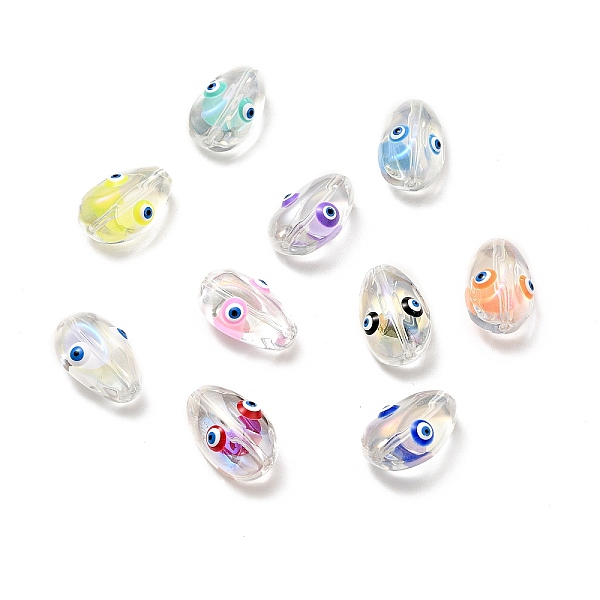 

PandaHall Transparent Glass Beads, with Enamel, Teardop with Evil Eye Pattern, Mixed Color, 20.5x13x10mm, Hole: 1.2mm Glass Teardrop..., Multicolor