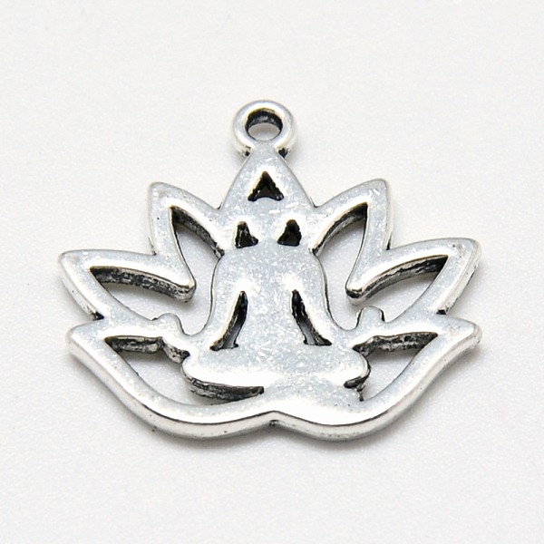 

PandaHall Tibetan Style Alloy Yoga Theme Pendants, Lotus, Cadmium Free & Nickel Free & Lead Free, Antique Silver, 16.5x18x1.5mm, Hole: 1mm...
