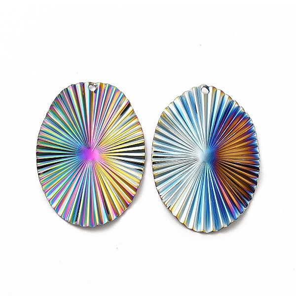 

PandaHall Ion Plating(IP) 304 Stainless Steel Pendants, Oval Charms, Rainbow Color, 40x28x2mm, Hole: 1.6mm 304 Stainless Steel Oval