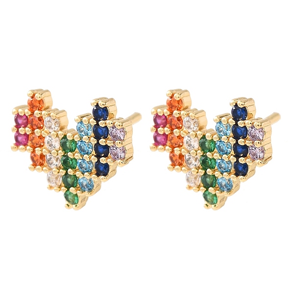 Boucles d'oreilles en laiton avec micro pavé de zircons cubiques pour femmes