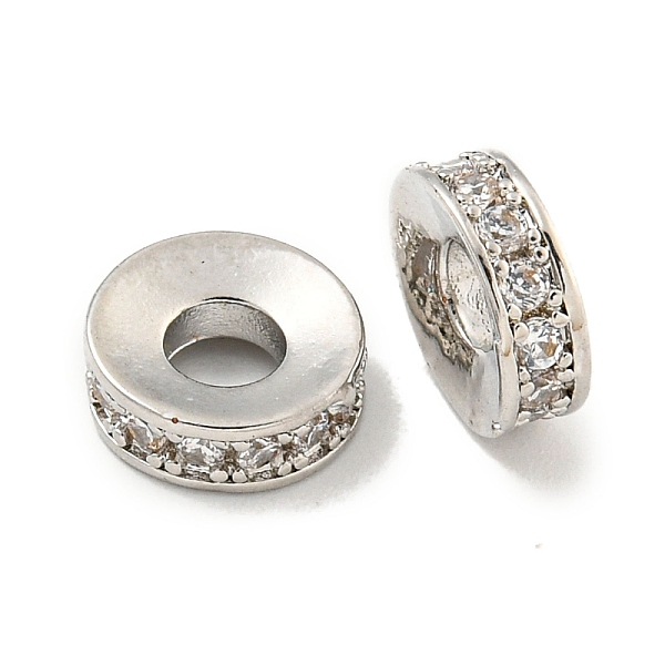 

PandaHall Brass Cubic Zirconia Spacer Beads, Long-Lasting Plated, Lead Free & Cadmium Free, Rondelle, Clear, 8x2.8mm, Hole: 3mm Brass+Cubic...