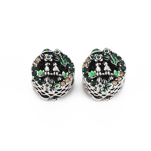 

PandaHall Rack Plating Alloy Enamel European Beads, with Gold Quartz & Emerald Rhinestone, Large Hole Beads, Cadmium Free & Nickel Free &..., Green
