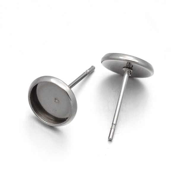 

PandaHall Flat Round 304 Stainless Steel Stud Earring Settings, Stainless Steel Color, Tray: 6mm, 12x8mm, Pin: 0.6mm 304 Stainless Steel...