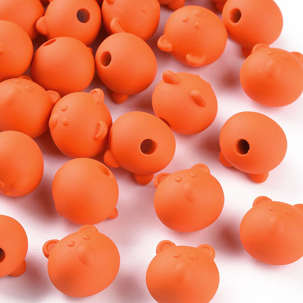 

PandaHall Acrylic Beads, Rubberized Style, Half Drilled, Bear, Dark Orange, 15.5x16x15mm, Hole: 3.5mm Acrylic Bear