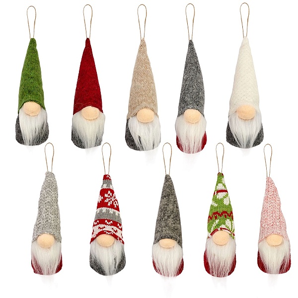 

PandaHall 2 Sets 2 Style Cloth Christmas Doll Pendant Decorations, Mixed Color, 1set/style Cloth Human Multicolor