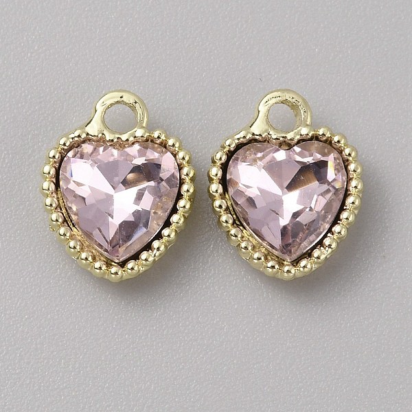 

PandaHall Glass Pendants, with Light Gold Alloy Finding, Heart Charms, Lavender, 13x10.5x4mm, Hole: 2mm Alloy+Glass Heart Purple