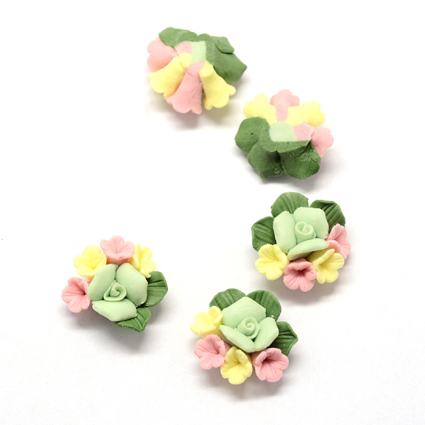 

PandaHall Handmade Porcelain Cabochons, China Clay Beads, Flower, Light Green, 17~18x17~18x8.5~10mm Porcelain Flower Green