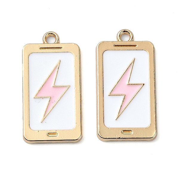 

PandaHall Rack Plating Alloy Enamel Pendants, Nickel Free, Rectangle with Lightning Charm, Golden, White, 24x12x1.5mm, Hole: 1.6mm...