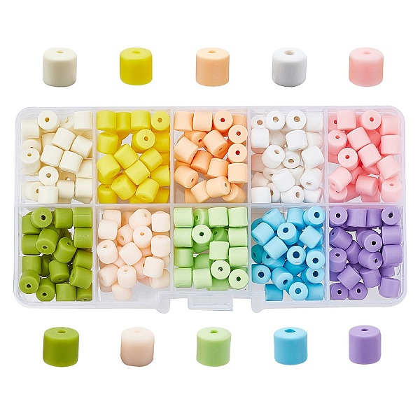 

PandaHall CHGCRAFT 400Pcs 10 Colors Polymer Clay Beads, Column, Mixed Color, 5~7x6mm, Hole: 1.5~2mm, 40pcs/color Polymer Clay Column..., Multicolor