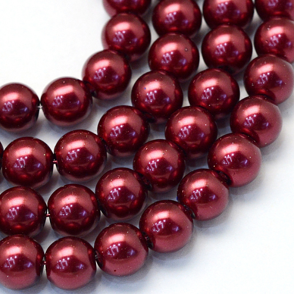 

PandaHall Baking Painted Pearlized Glass Pearl Round Bead Strands, Brown, 6~7mm, Hole: 1mm, about 145pcs/strand, 31.4 inch Glass Round Red