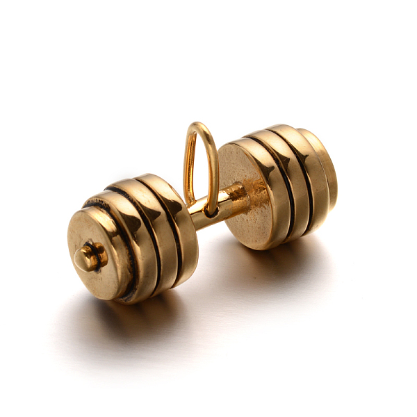 

PandaHall Dumbbell 304 Stainless Steel Pendants, Sports Charms, Gym Charms, Antique Golden, 36x14mm, Hole: 4x8.5mm 304 Stainless Steel...