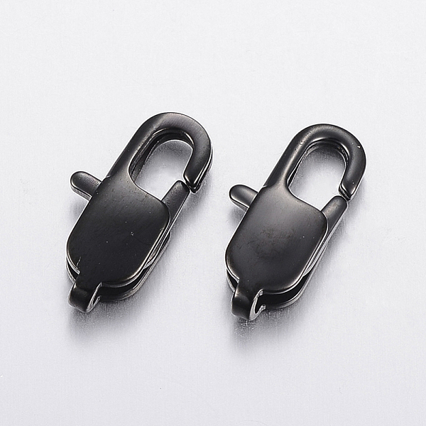 

PandaHall 304 Stainless Steel Lobster Claw Clasps, Electrophoresis Black, 18x8.5x3.5mm, Hole: 1.5x2mm 304 Stainless Steel Others