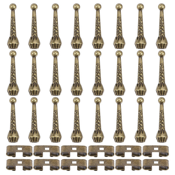 CHGCRAFT 36pcs Bolo Tie Findings Kit with 24Pcs Bolo Tie Tips Replacement End Caps and 12pcs Bolo Tie Slide Clasp Bolo Tie Supplies for Bolo Tie Making, Antique Bronze