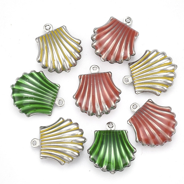 

PandaHall 304 Stainless Steel Pendants, with Enamel, Scallop Shell Shape, Mixed Color, Stainless Steel Color, 19x16x7mm, Hole: 1mm Stainless..., Multicolor