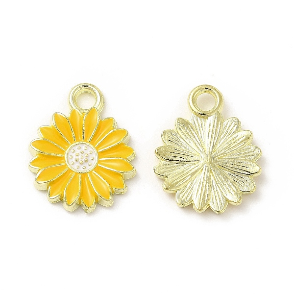 

PandaHall Alloy Enamel Charms, Light Gold, Sunflower Charm, Gold, 17x13x2mm, Hole: 2mm Alloy+Enamel Flower Gold