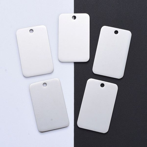 pandahall 304 stainless steel pendants, manual polishing, blank stamping tags, rectangle, stainless steel color, 40x25x1.8mm, hole: 3mm 304...