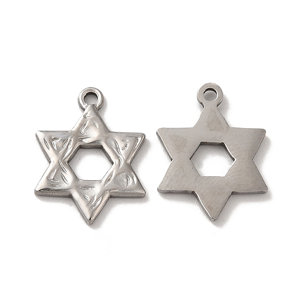 

PandaHall 304 Stainless Steel Pendants, Star of David Charm, Stainless Steel Color, 17x13x1mm, Hole: 1.5mm 304 Stainless Steel Star of David