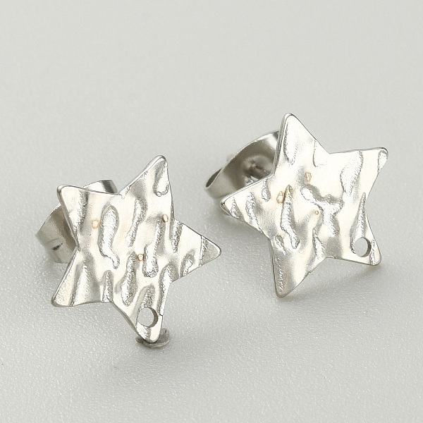

PandaHall 304 Stainless Steel Stud Earring Finding, with Hole, Stainless Steel Color, Star, 11.5x12mm, Hole: 1mm, Pin: 0.6mm 304 Stainless...