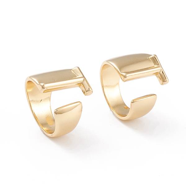 

PandaHall Brass Cuff Rings, Open Rings, Long-Lasting Plated, Real 18K Gold Plated, Letter.T, Size 6, 17mm Brass Letter T