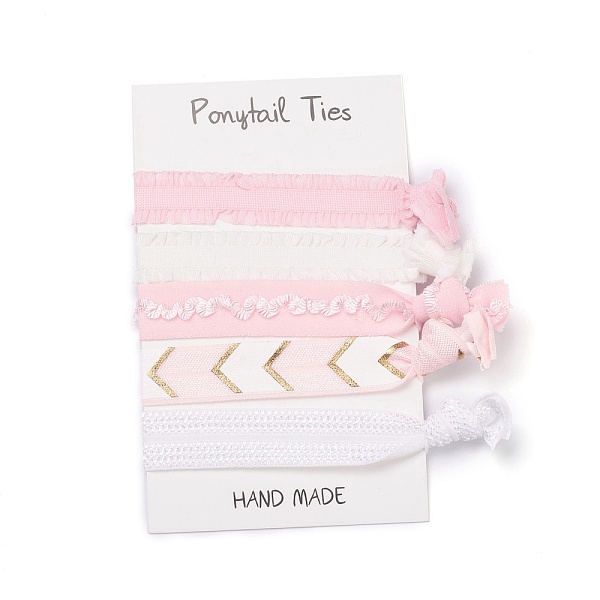 

PandaHall Girls Hair Accessories, Nylon Hair Ties, Ponytail Holder, Hair Accessories, Knot, Other Pattern, 95~107x15~17mm Nylon Others Pink