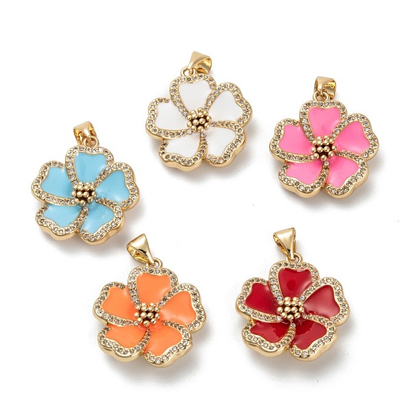 

PandaHall Real 18K Gold Plated Brass Micro Pave Clear Cubic Zirconia Beads Pendant, with Enamel, Long-Lasting Plated, Flower, Mixed Color..., Multicolor