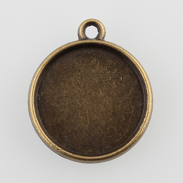 

PandaHall Vintage Flat Round Alloy Pendant Cabochon Settings, Double-sided Tray, Cadmium Free & Nickel Free & Lead Free, Antique Bronze...