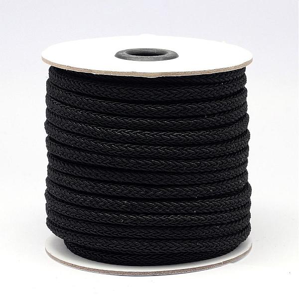 

PandaHall Braided Polyester Cord, Black, 6x3mm, about 25yards/roll Polyester Black