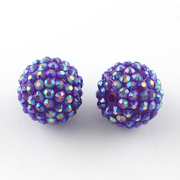 

PandaHall AB-Color Resin Rhinestone Beads, with Acrylic Round Beads Inside, for Bubblegum Jewelry, Dark Violet, 20x18mm, Hole: 2~2.5mm..., Purple