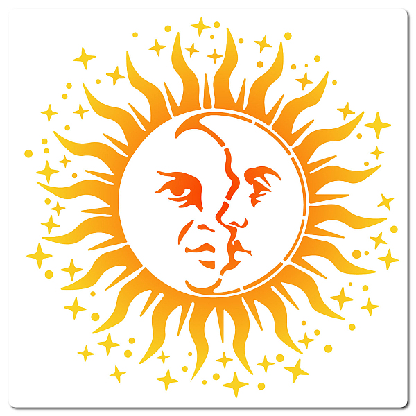 

PandaHall PET Plastic Hollow Out Drawing Painting Stencils Templates, Square, Sun Pattern, 300x300mm Plastic Sun