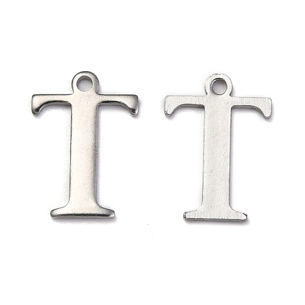 

PandaHall 304 Stainless Steel Alphabet Charms, Stainless Steel Color, Letter.T, 12x8.5x1mm, Hole: 1mm 304 Stainless Steel Letter T