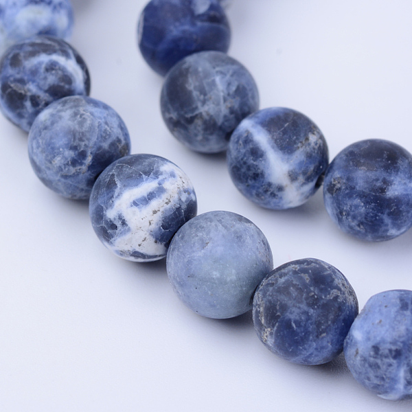 

PandaHall Natural Sodalite Beads Strands, Frosted, Round, 10~10.5mm, Hole: 1.2mm, about 36pcs/strand, 15.5 inch Sodalite Round