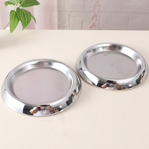 

PandaHall Iron Candle Holder, Centerpiece Plate, Flat Round, Silver, 114x16mm, Inner Diameter: 92mm Iron Flat Round
