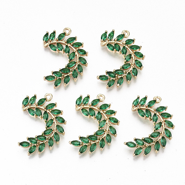 

PandaHall Brass Micro Pave Cubic Zirconia Pendants, Light Gold, Long-Lasting Plated, Cadmium Free & Lead Free, Willow Branch, Green...
